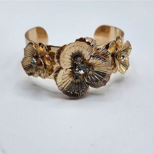 Gold flower cuff bracelet